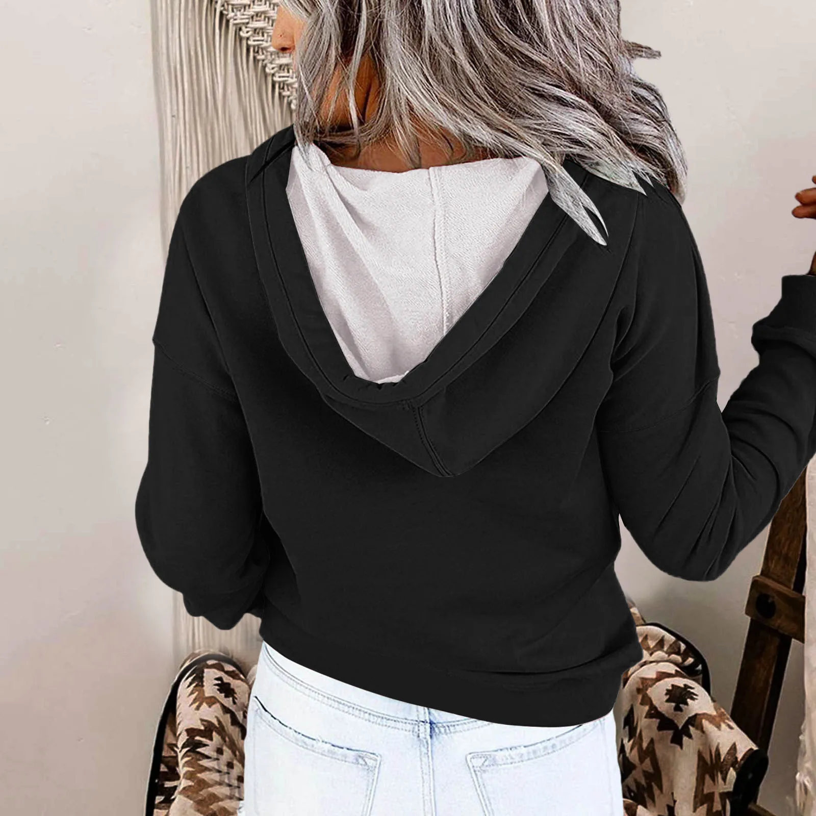 

Womens Print Long Sleeve Pullover Hoodie Sweatshirt Sweatshirt Top Womens Medium Hoodies