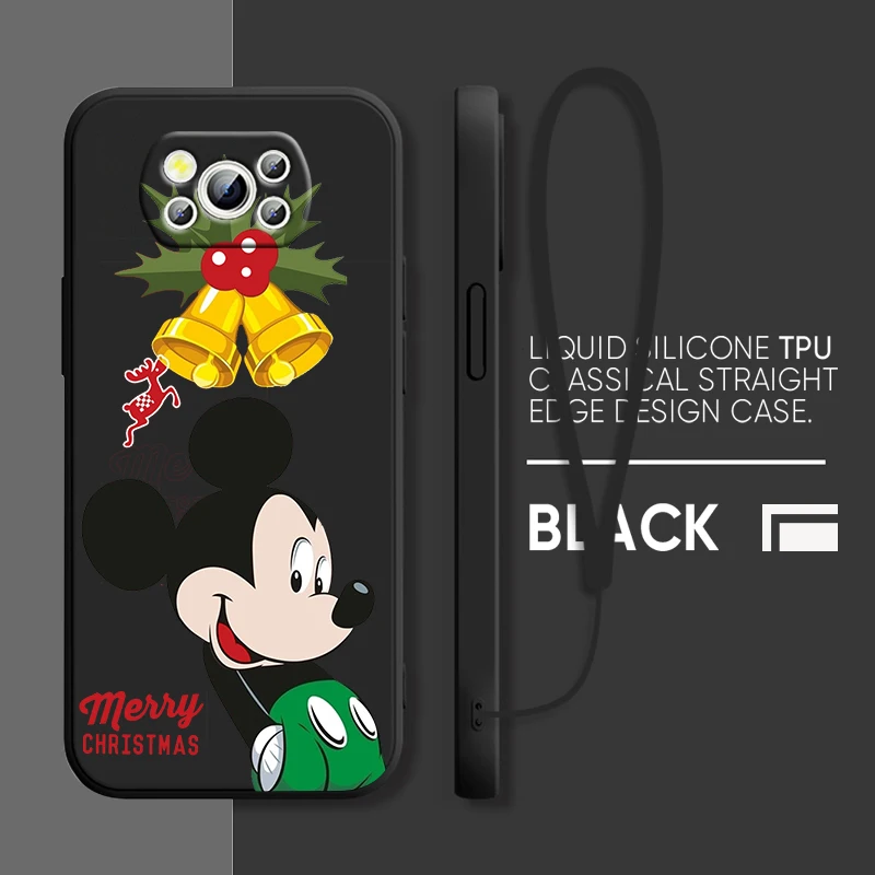 

Christmas Mickey Couple Phone Case Xiaomi POCO M5 M4 X4 F4 C40 X3 NFC F3 GT M4 M3 M2 Pro C3 X2 4G 5G Liquid Rope Cover Fundas