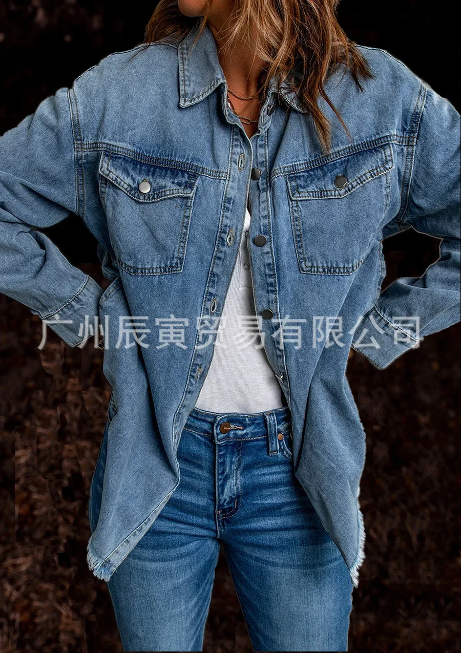 Джинсовое пальто Джинсовая куртка для женщин Хлопок Весна Осень Ropa Кардиган Jblue