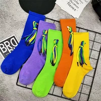 new trend fluorescent rope socks women mens spring and summer street hip hop skateboard medium tube socks