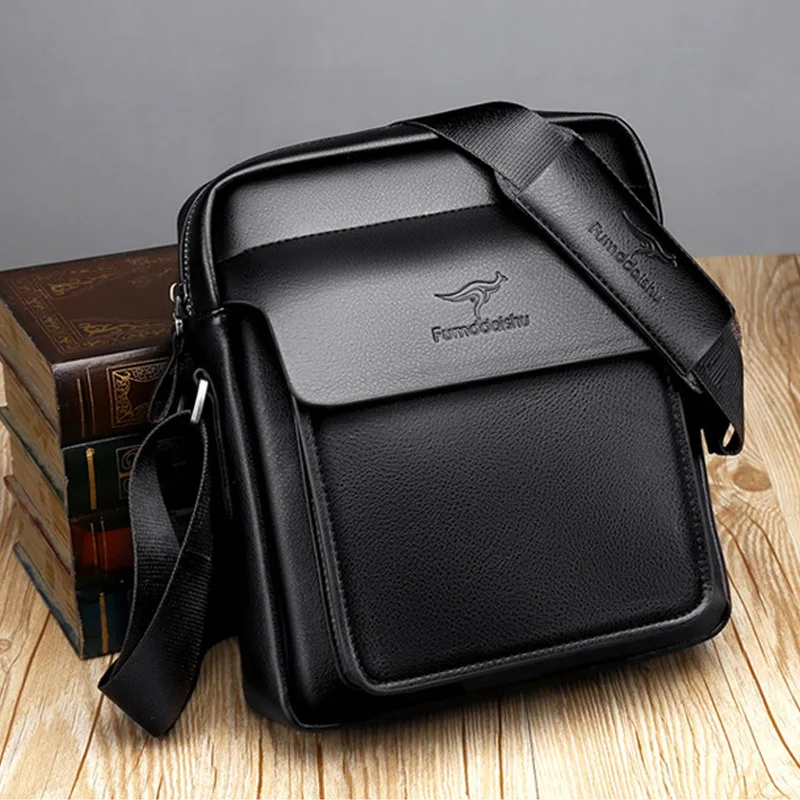 Business PU Leather Men's Shoulder Bag Multi-Function Male Crossbody Messenger Bag Vintage Square Man Handbag