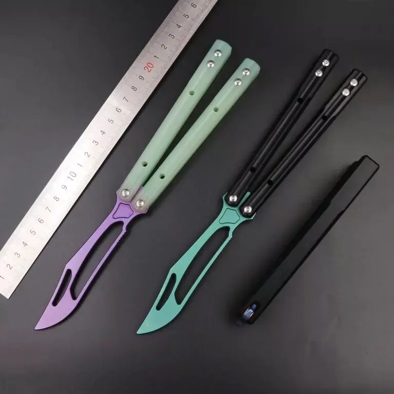 

THEONE JK Orcinus Orca Butterfly Trainer Knife Channel G10 Handle TC4 Titanium Alloy Blade Bushings System EDC Knives Balisong
