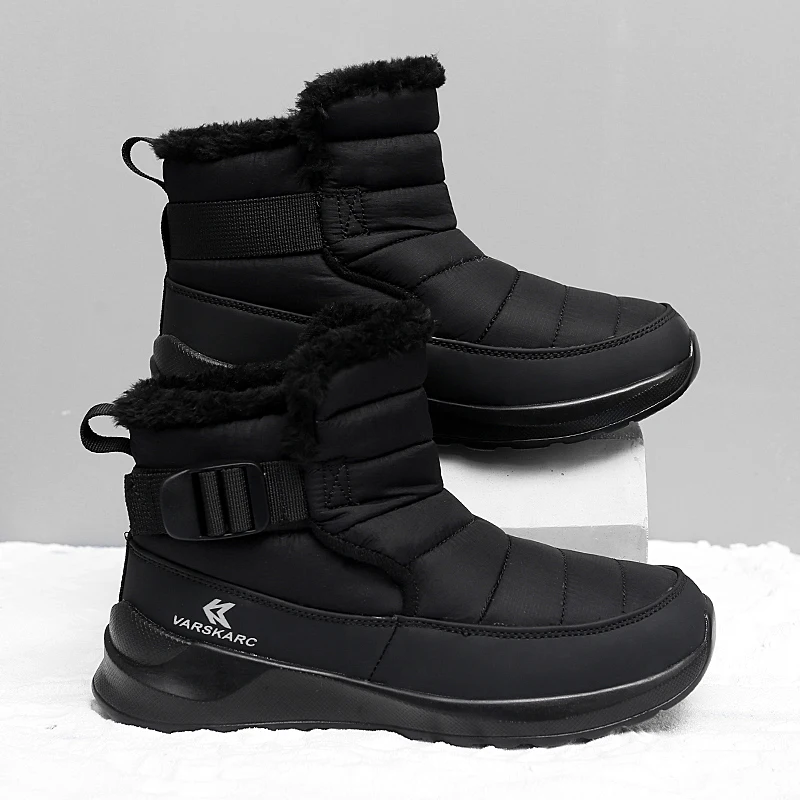 STRONGSHEN Winter Women Stylish Snow Boots High-top Warm Plush Waterproof Anti-skid Shoes Outside Casual Slip-on Footwear
