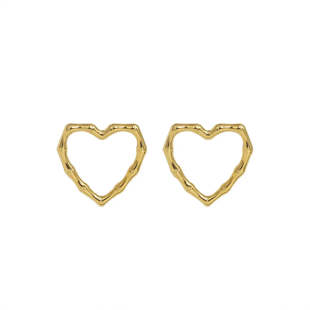 Trendy Big Hollow Heart Stud Earrings for Women Gold Color Metal Love Heart Earrings Hiphop Jewelry Gifts