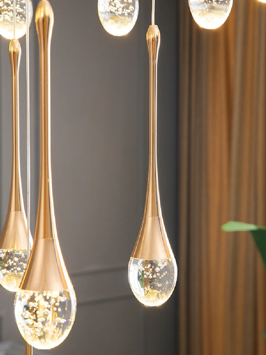 

Black Chandelier Modern Crystal Interior Lighting LED Attic Staircase Spiral Light Living Dining Room Creative Hanging Lighting