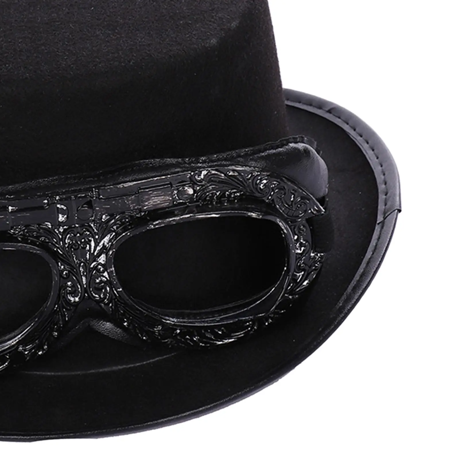 

Victorian Steampunk Top Hat with Goggles Punk Formal Vintage Style Gear for Adult Fancy Dress Halloween Party Costume Accessory