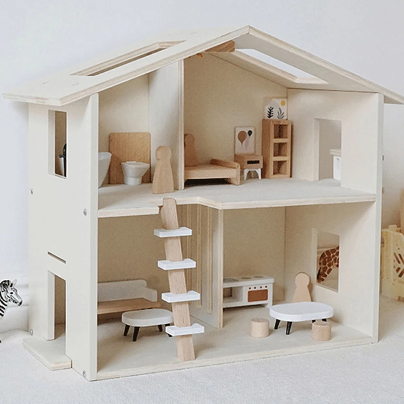 

1Set Dollhouse Wooden Simulation Villa Small Wooden House Including Complete Set Of Furniture And Ornaments