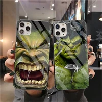 marvel avengers superhero hulk phone case tempered glass for iphone 13 12 mini 11 pro xr xs max 8 x 7 plus se 2020 soft cover