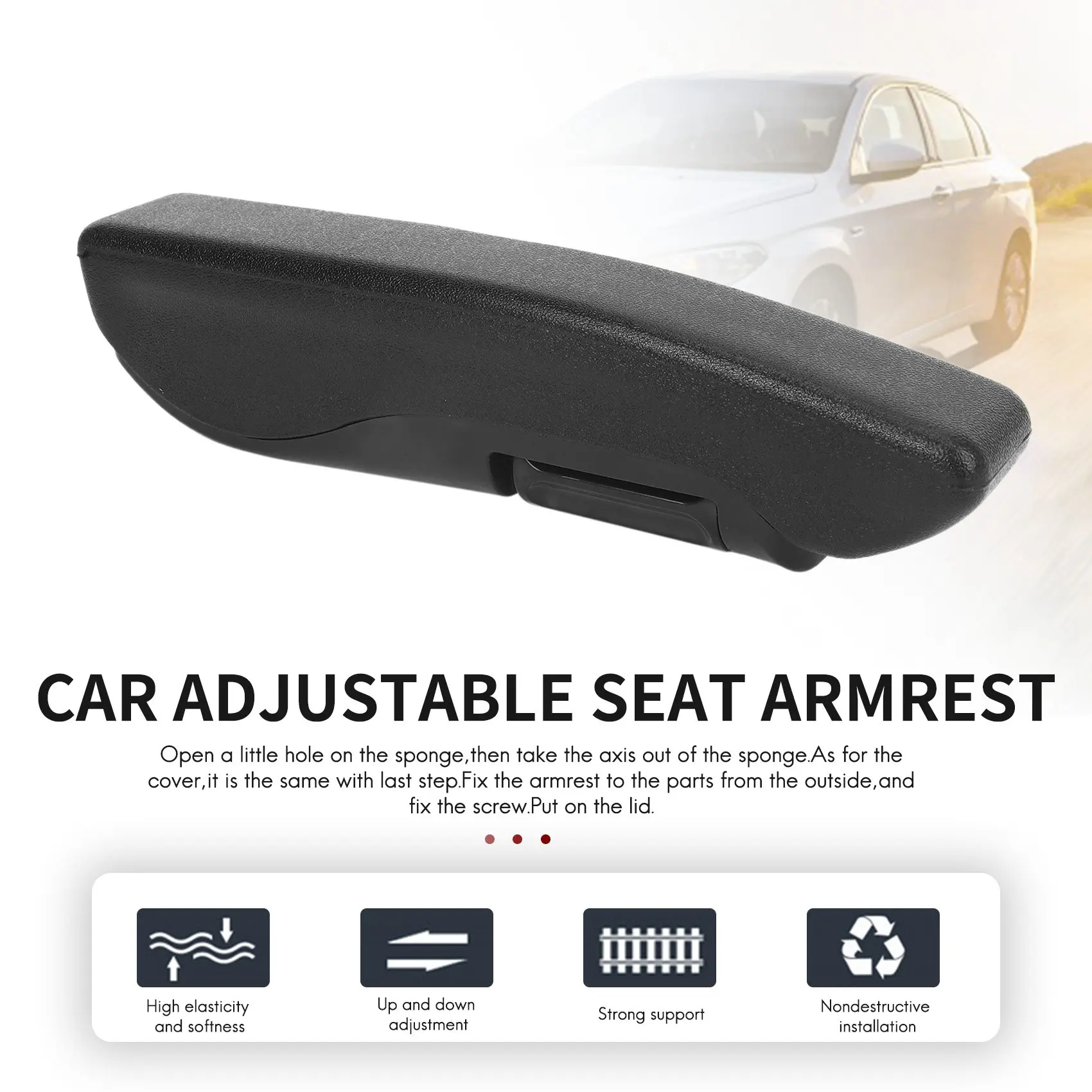Универсальный Регулируемый автомобильный подлокотник для сиденья карманная
