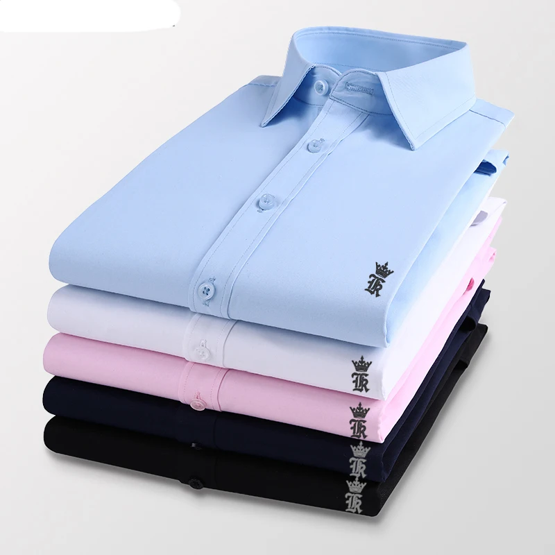 2021 Sergio K Camisa Plus Size Men's Shirt Men's Long Sleeve Solid Color Embroidered Slim Fit Business High Quality Men's Shirt