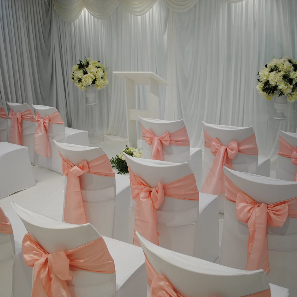 Satin Chair Bow Sashes 11.81x108 inch Wedding Chair Bows Ribbons Bows for Wedding Banquet Party Chair Covers Bow images - 6