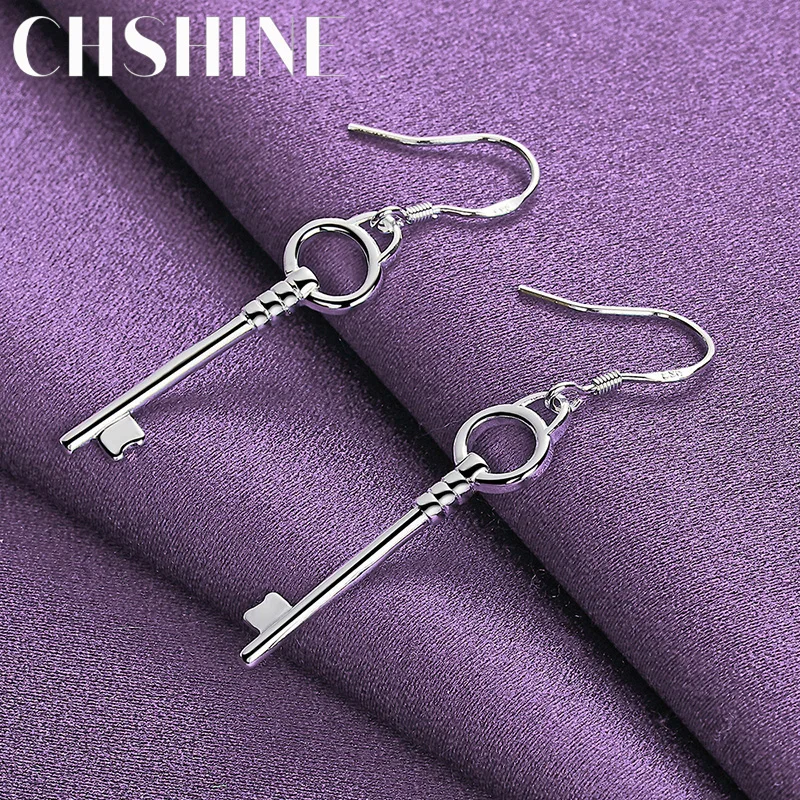 

CHSHINE 925 Sterling Silver Smooth Key Earrings For Women Wedding Engagement Fashion Charm Jewelry