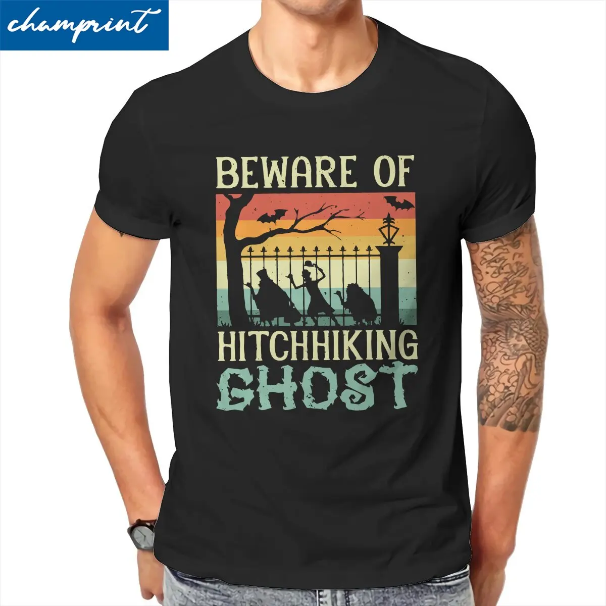 

Beware Of The Hitchhiking Ghost T Shirt for Men Cotton for Male T-Shirts Halloween Trick Or Treat Tees Short Sleeve Clothing