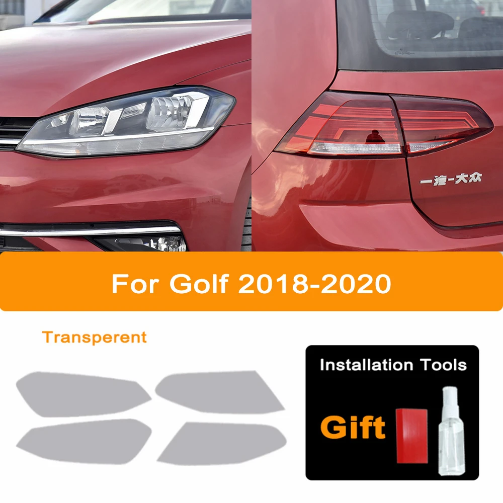 

2 pcs Car Headlight Black Protective Film For Volkswagen VW Golf 7 8 MK7 2014-2022 Taillight Transparent TPU Sticker Accessories