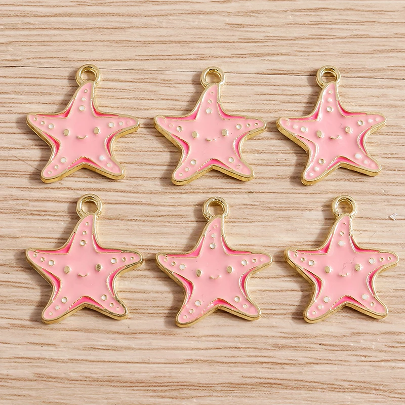 

10pcs 18x19mm Cartoon Enamel Starfish Charms Pendants for Making DIY Drop Earrings Necklaces Handmade Bracelets Jewelry Findings