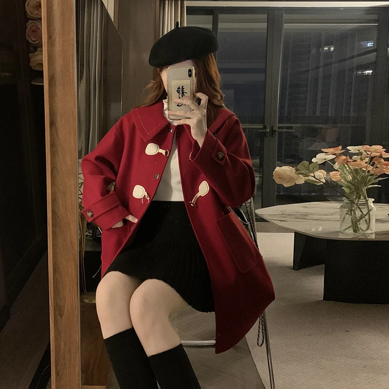 Mid-Length Thickened Woolen Jacket Women Autumn and Winter 2024 New Junior High School Student Loose Japan fashion JK ...