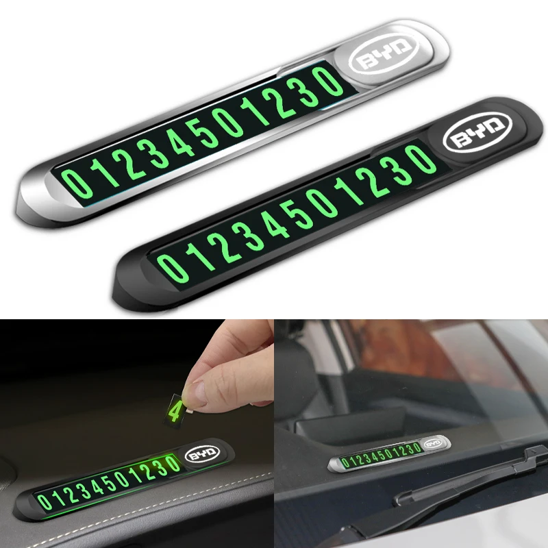 

Luminous Car Temporary Stop Sign Parking Card Telephone Number Plate For BYD F3 F0 S6 S7 E5 M6 G3 G5 Car Decoration Accessories