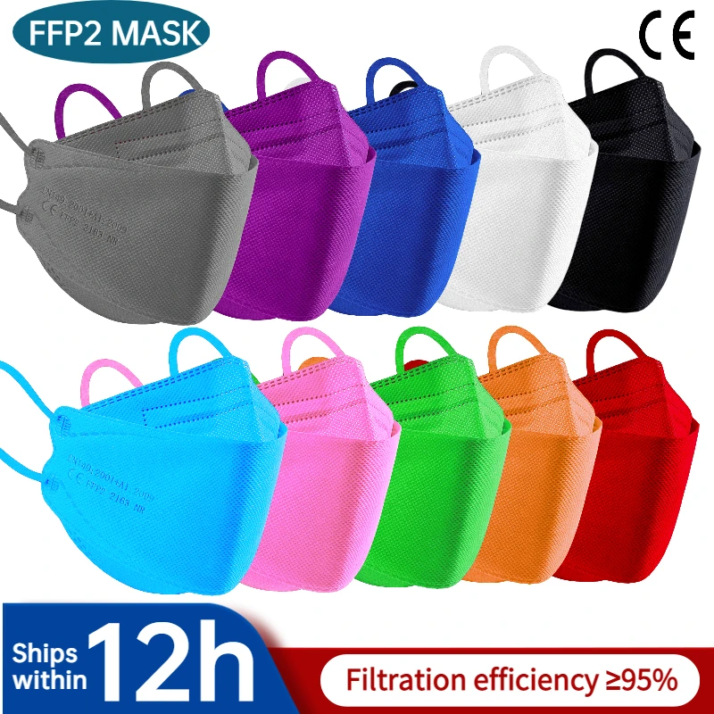 

Респиратор ffp2 kn95 для взрослых, 4-слойная маска ffp22, респиратор FFP2, закрывающий рот