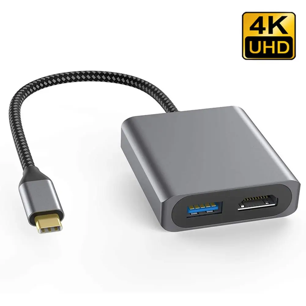 

TV Monitor Screen Display 4k UHD Laptop Type c To HDMI-compatible Audio Video Converter USB 3.0 HUB Cable Adapter