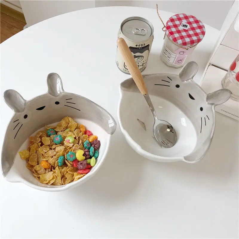 

Japanese Style Ceramic Cute Chinchilla Creative Cartoon Stereo Big Ear Noodle Bowl Spoon Salad Breakfast