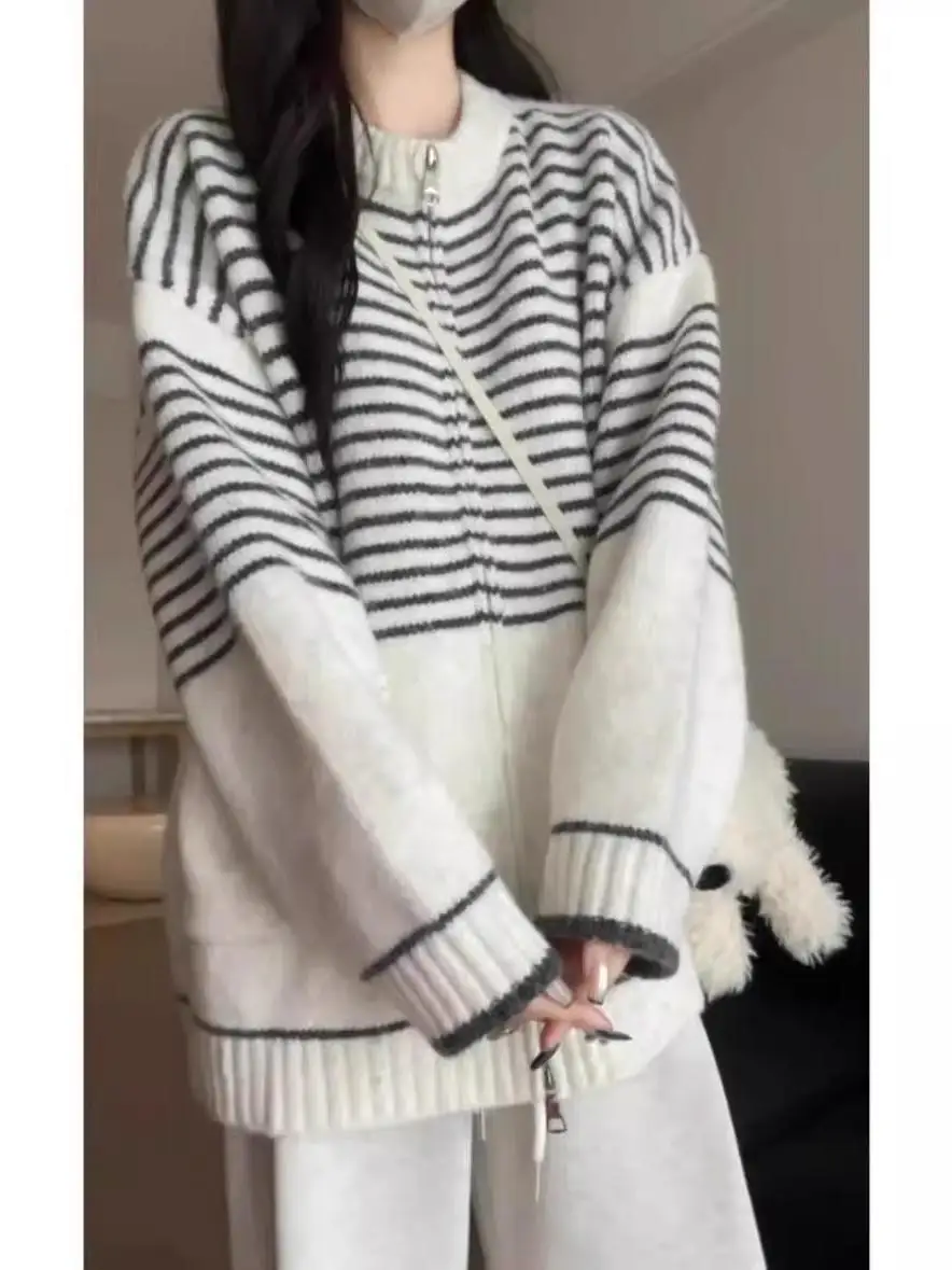 Корейская серия Idle Sle Wear в полоску верхняя одежда свитер осенне-зимний женский