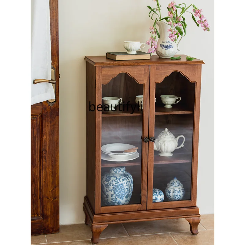 

Retro Solid Wood Porch Cabinet Mid-Ancient Sideboard Cabinet Corridor Decoration Side Cabinet