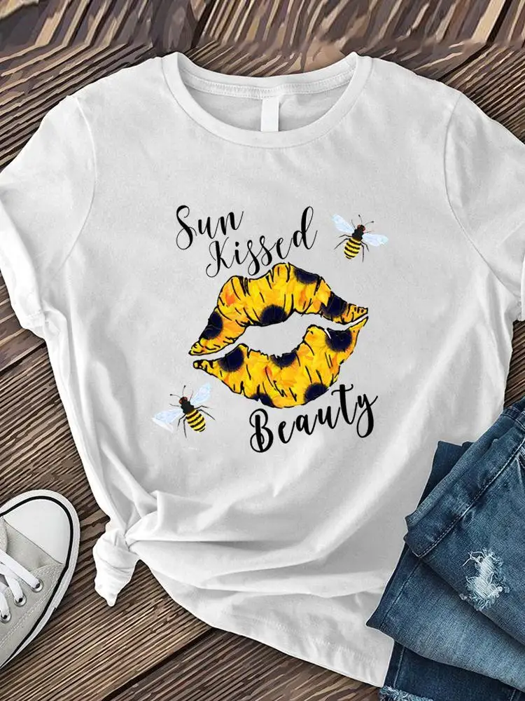 

Clothes Summer Leopard Lip Trend 90s Style Cute Ladies Print T Fashion Women's Clothing Short Sleeve Graphic Tee Female T-shirts