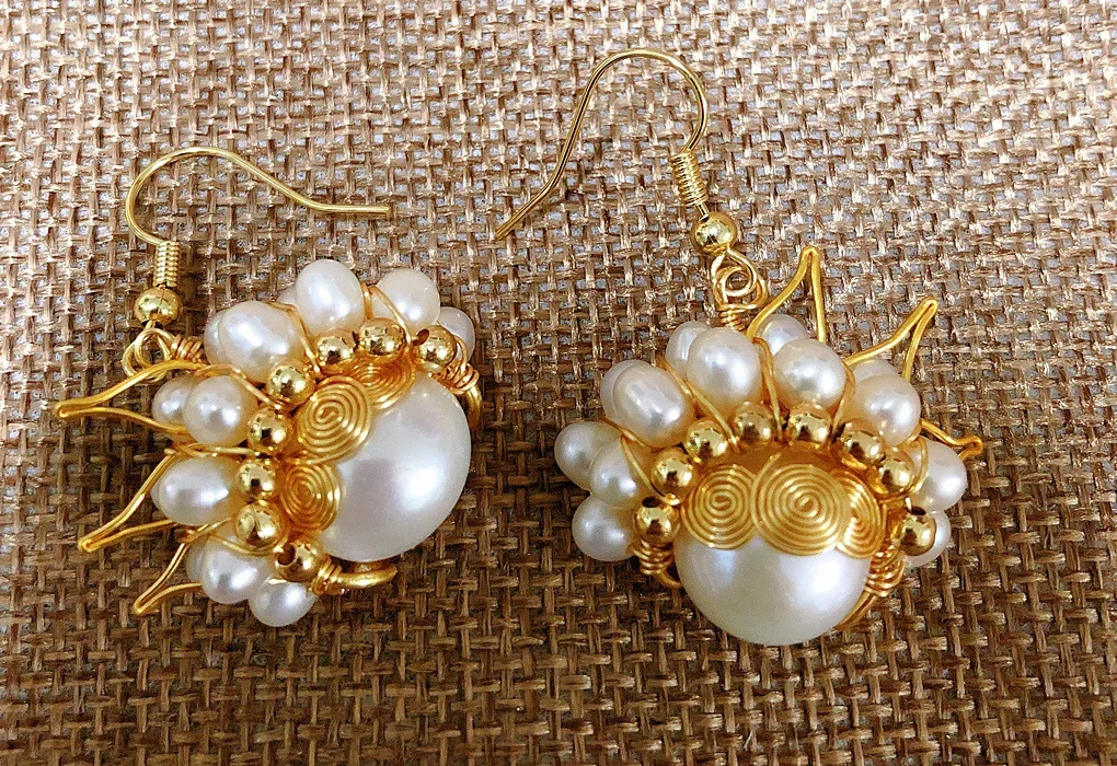 

Pearl Earrings for Women White Jewelry Carved Accessories Chinese 925 Silver Talismans Amulets Beaded Gemstones Gift Natural