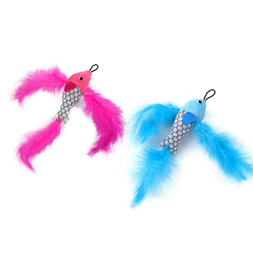 

Plush Funny Cat Interactive Wand Replacement Premium Feather Fish Toy Flexible for Cat