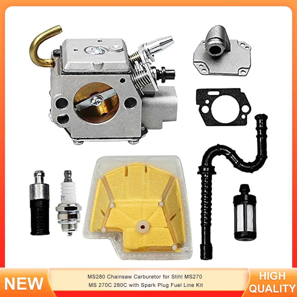 Фото Карбюратор бензопилы MS280 для Stihl MS270 MS 270C 280C с комплектом топливопровода свечи зажигания №1