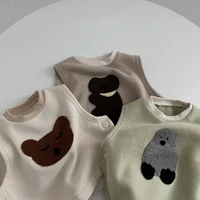 korean winter newborn baby cotton bear button vest warm sleeveless coats infants clothes toddlers kids waistcoats