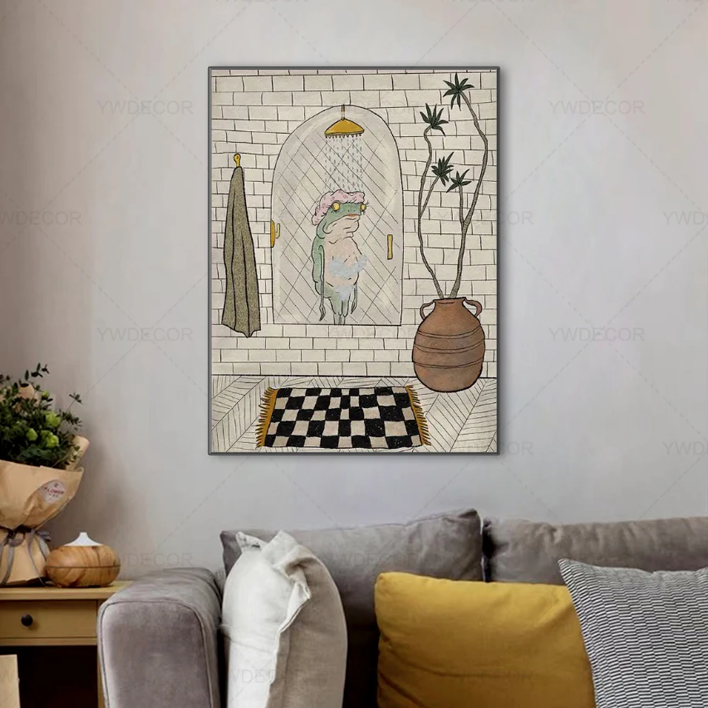 Настенный плакат лягушки для купания