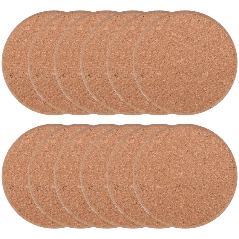 

HOT Natural Cork Round Edge Coasters -12 Packs Extra Thick Wooden Drink Coaster, 4 Inch Diameter And 2/5 Inch Thick Plain