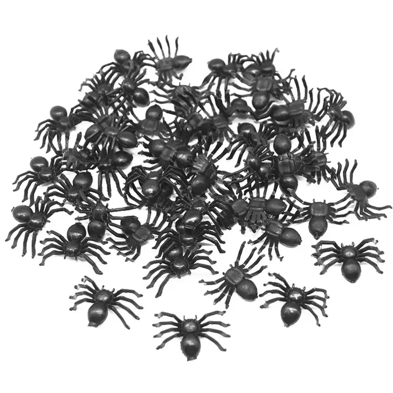 

50pcs Horror Black Spider Haunted House Spider Web Bar Party Decoration Supplies Simulation Tricky Toy Kids Halloween Decoration