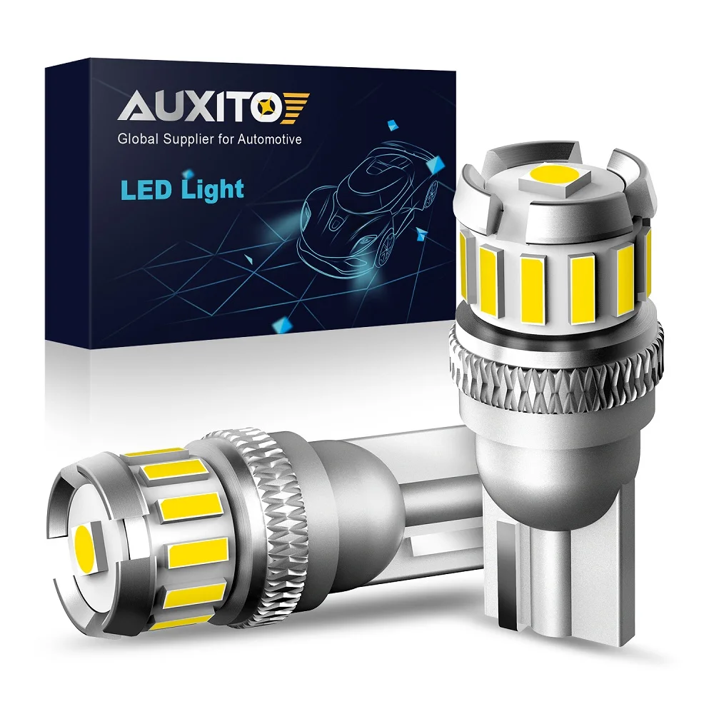 

AUXITO 2Pcs Canbus T10 W5W LED Bulbs 168 194 192 Reading Dome Marker Wedge License Plate Light Car Interior Lights 6500K White