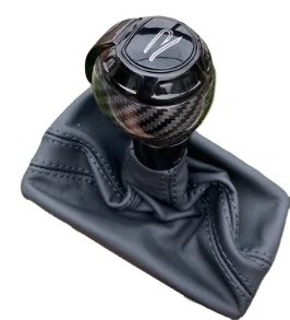 

Carbon Fiber Concave-convex with Red Frame Rline R RS plus S4 SQ5 Gear Shift Knob for A6 C7 A3 Dust Cover with Black Stitches