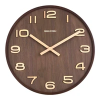 wall clock chinese style wooden modern living room decoration simple mute chinese style nordic log clock digital round