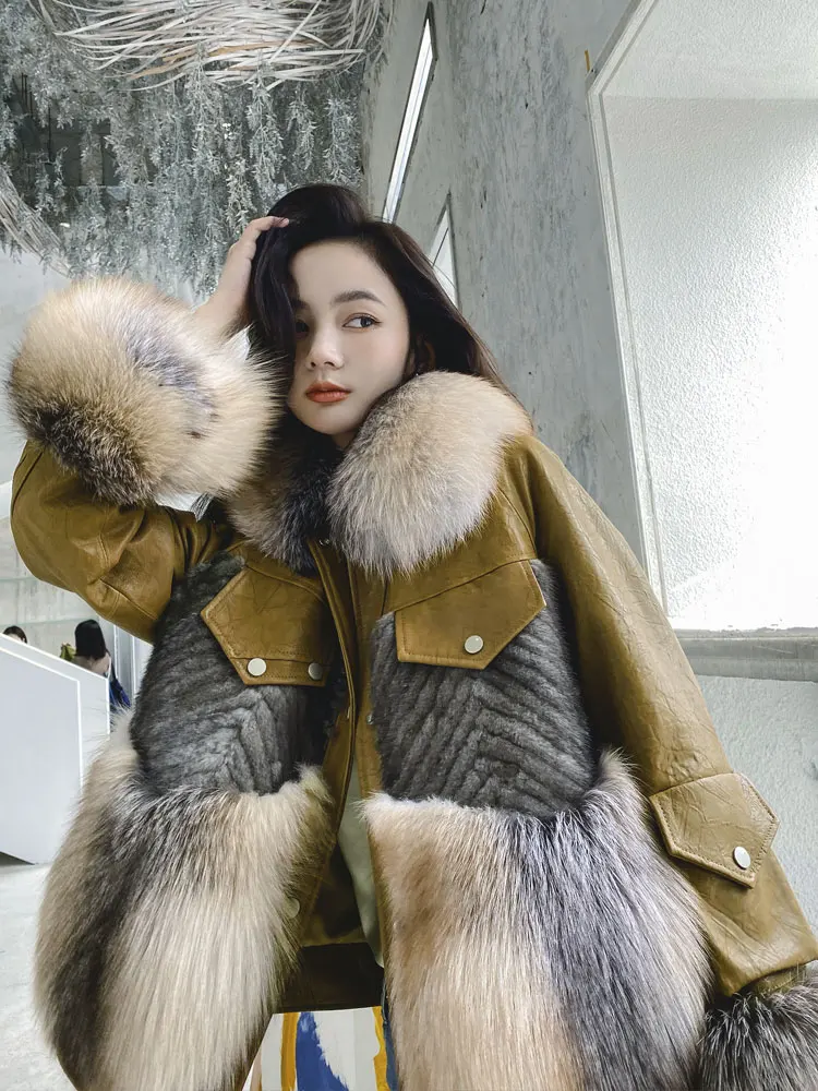 Fur down Jacket Women's Short Winter New Fox Fur Mink Young Genuine Leather Fashion Korean Coat