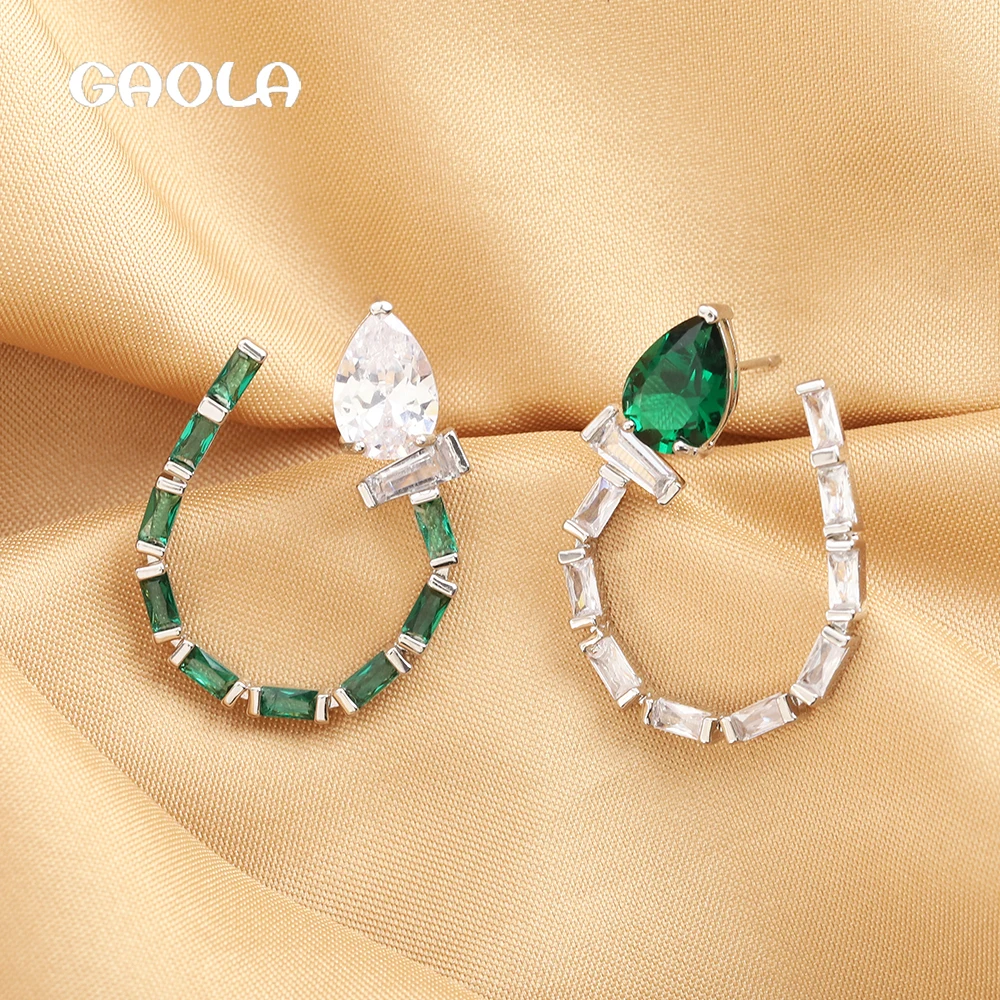 

Waterdrop Curve Fashion Stud Earrings Asymmetric Fashion Contrast Charm Jewelry for Women Geometric Elegant Everyday Accessories