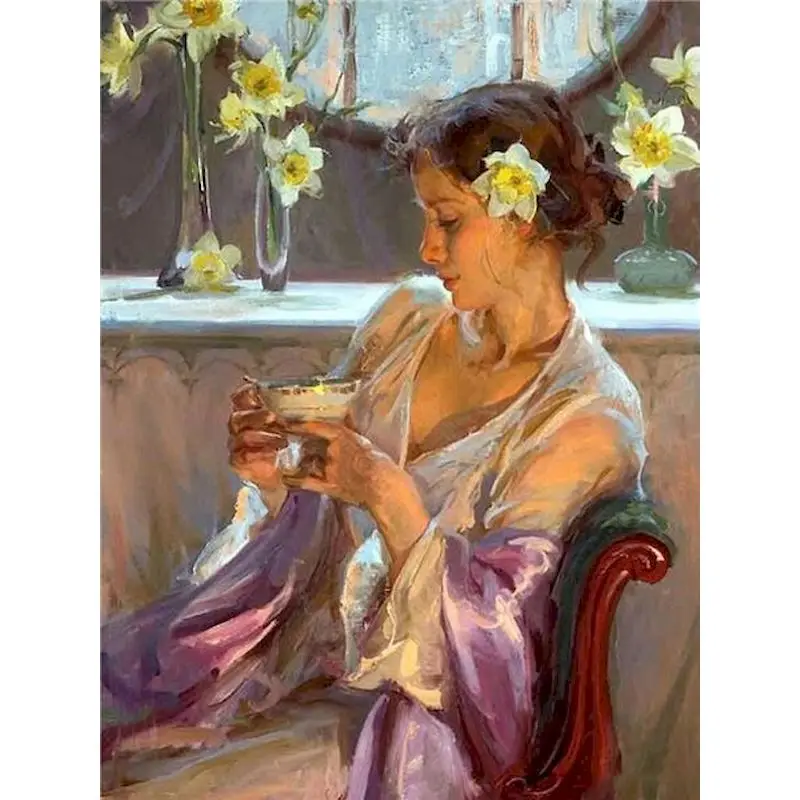 

GATYZTORY Painting By Numbers Kits For Adults Children Woman Figure Oil Picture By Number 40x50cm Framed Living Room Decoration