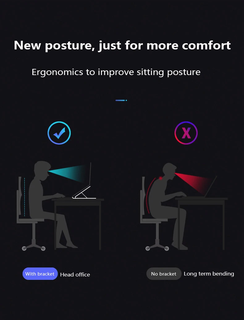 

Abs Lifting Radiator Desktop Stand Foldable Computer Stand Lifting 7-position Height Adjustment Tablet Stand Stand Pl1 110-160mm