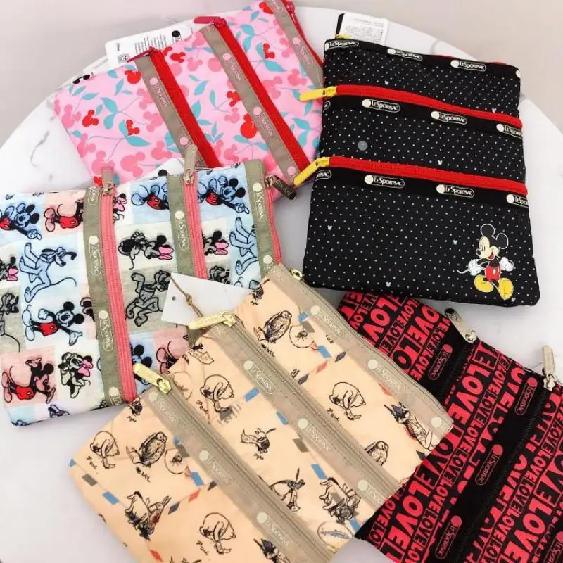 

Kawaii Disney Микки Маус Lesportsac Co фирменная сумка на три молнии через плечо сумка на плечо сумка для хранения сумка
