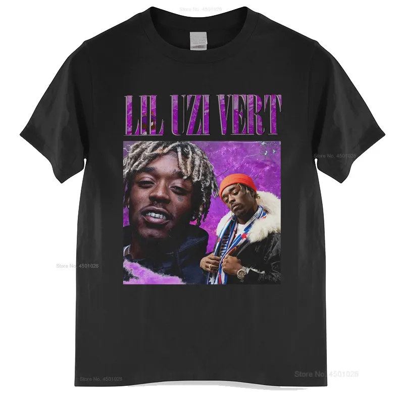 

Футболка Lil Uzi 90s мужская хлопковая, винтажная тенниска в стиле унисекс, модная майка европейского размера, черная, на лето