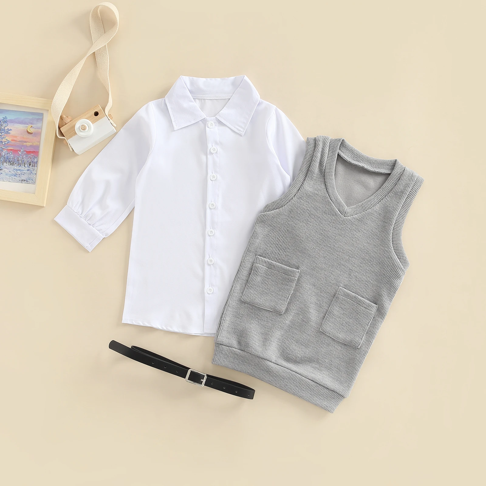 Осенний комплект одежды для маленьких девочек от Citgeett белая рубашка на пуговицах