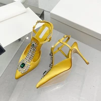 2022 spring and summer european and american new womens high heels crystal decorative sandals 34 43 yards