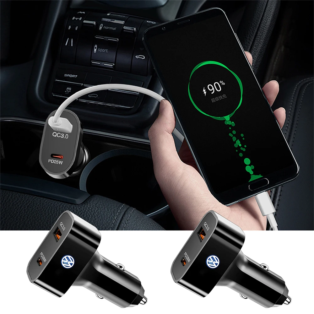 Автомобильное зарядное устройство для смартфона IPhone Huawei Xiaomi OPPO Volkswagen Golf Rline Tiguan