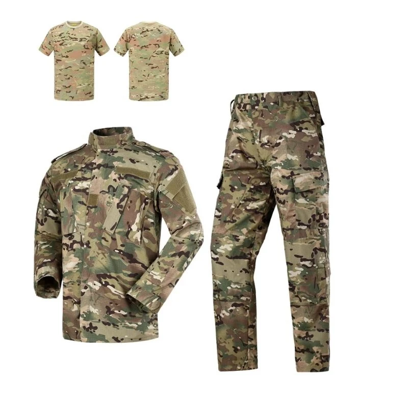 Men's Sets Multicam U.S Army Uniform ACU Ribstop Military Uiforms With Cotton T-shirt