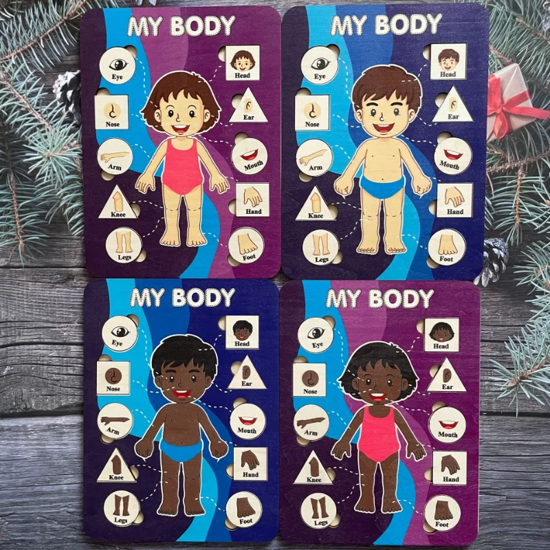 

Human Body Part Structure Cognition Wooden Planar Jigsaw Board Early Childhood Education Enlightenment Learning Children's Toys