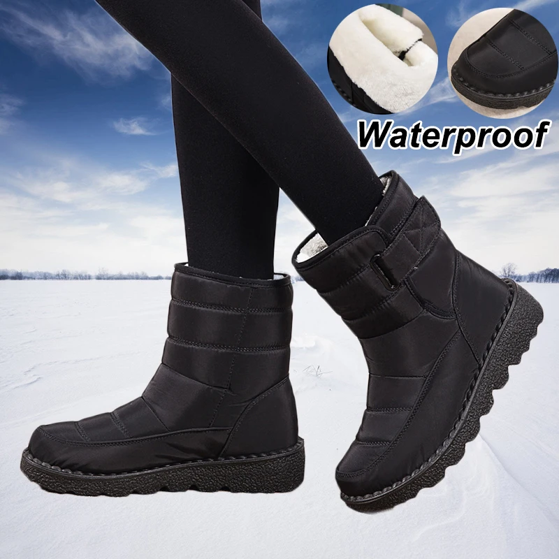 

Ботинки женские на платформе, меховые водонепроницаемые полусапожки, модная зимняя обувь, большие размеры