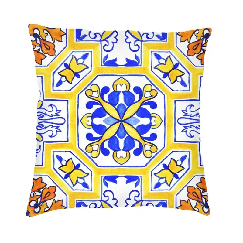 

Mexican Majolica Talavera Cushion Cover Home Decor Print Moroccan Art Portuguese Azulejo Tiles Throw Pillow Case for Car
